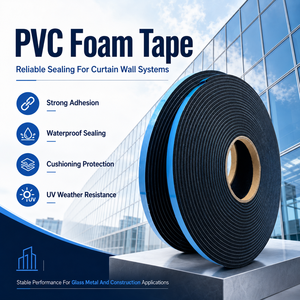 Selbstklebendes PVC-Schaumstoffband für Verglasung, Aluminium-Abstandhalter, Dichtungsstreifen für Wasserdichte Vorhangfassaden - Product Image 1