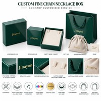 Kotak Perhiasan Persegi Rantai Kalung Cetak Khusus, Tutup Magnetik, Laminasi Mengkilap, Papan Kertas Keras, Berlapis Spons