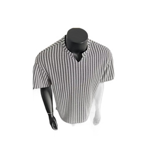 T-shirt estiva da uomo casual, a maniche corte, con scollo a V, fantasia a spina di pesce, in poliestere, antipiega, vestibilità ampia, best-seller per il commercio estero - Product Image 5