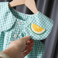 Ensemble deux pièces sans manches à col Peter Pan pour bébés filles, tenue décontractée d'été avec broderie de fruits