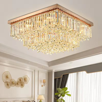 Lustre de plafond moderne de luxe en acier inoxydable chromé avec LED et fleurs en cristal, interrupteur inclus, pour salle à manger, hôtel, cuisine