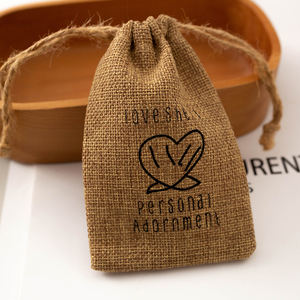 Sacs à cordon en toile <span class=keywords><strong>de</strong></span> jute personnalisés pour bijoux bagues boucles d'oreilles dés emballage vente en gros - Product Image 1