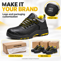 Chaussures de sécurité basses en cuir personnalisées avec embout en acier, semelle intermédiaire en Kevlar et semelle extérieure en caoutchouc PU résistante à l'huile pour le travail industriel (vente en gros)