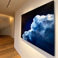 Peinture à l'huile abstraite de luxe, formation de nuages bleu profond, fond marine, peinture sur toile peinte à la main, art mural