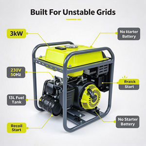 Generador de Gasolina de 3kW, 230V, 50Hz, para Hogar, Tienda, Energí<span class=keywords><strong>a</strong></span> de Respaldo, Nigeria, África Occidental, Portátil, Tanque de Combustible de 13L, Arranque Manual - Product Image 3