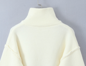 Suéter Cárdigan de Punto con <span class=keywords><strong>Cuello</strong></span> <span class=keywords><strong>Alto</strong></span>, Manga Larga, Color <span class=keywords><strong>Beige</strong></span>, Cierre de Cremallera, Estilo Casual para Mujer - Product Image 5
