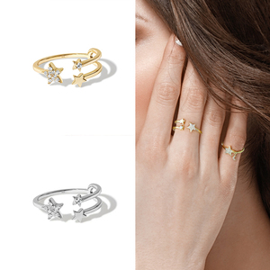 Bijoux ROXI Light Luxury, anneaux ajustables en argent sterling 925 avec étoile scintillante - Product Image 6