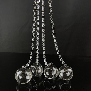 Cadena de Cuentas Octogonales de Cristal Transparente con Bolas de Cristal Colgantes para Decoración de Bodas MH-12621 - Product Image 4