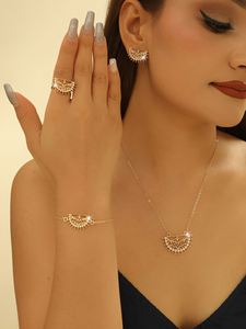 Conjunto de Collar Bohemio de Acero Inoxidable con Baño de Oro y Circonitas para Mujer, Joyería de Moda para Aniversarios, Estilo Dubái - Product Image 6