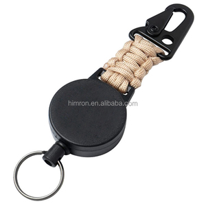 Porte-clés rétractable robuste avec logo personnalisé, porte-badge avec cordon en paracorde tressé, mousqueton <span class=keywords><strong>à</strong></span> bec d'aigle - Product Image 1