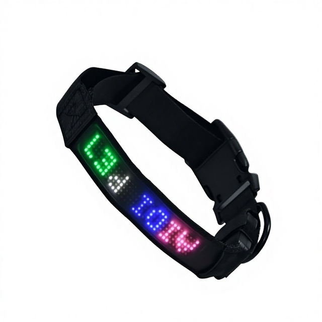 For Smart Tracker Dog Collar with Mobile App Control DIY Editing Anti-Lost LED Light-Up