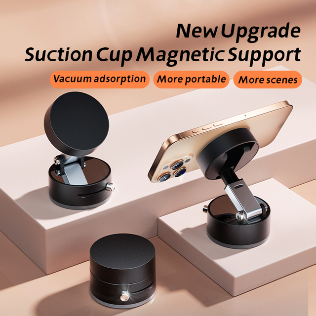 Foldable Vacuum Magnetic Kitchen Arm Phone Stand for Use on Beds or Desks