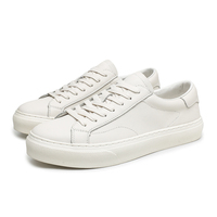 Baskets blanches en cuir véritable pour hommes, tendance automne, style européen, polyvalentes, décontractées, à lacets, chaussures plates pour le quotidien