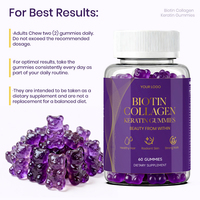 Gummies à la biotine, au collagène et à la kératine pour les cheveux, la peau et les ongles |   Complément Beauté Intérieure |   Fabricant OEM ODM de Marque Privée