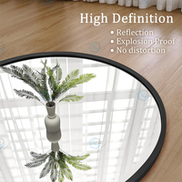 Miroir pleine longueur moderne à cadre en métal noir, verre trempé HD, à poser, à accrocher ou à appuyer, pour chambre, salon, entrée