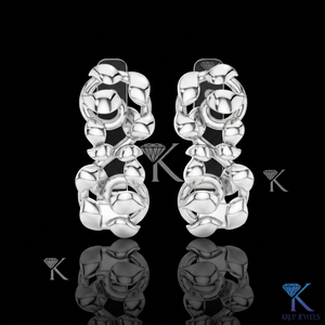 High Polish Floral Vine Leaf Motif Luxury <b>Huggie</b> Hoop Earrings 14K <b>Solid</b> <b>Gold</b> Fine Women's Jewelry KRUP JEWELS Model KJE 33 - Product Image 3