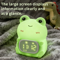 Horloge de table LED intelligente à piles avec veilleuse grenouille en silicone à écran tactile et changement de couleur pour la décoration intérieure