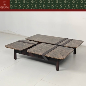 Table basse modulaire contemporaine GOLDKING en marbre brun veiné, design modulaire emboîtable, fabrication artisanale, OEM ODM direct - Product Image 3