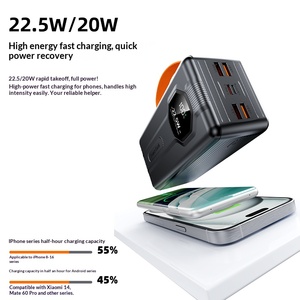 Banque d'alimentation <span class=keywords><strong>solaire</strong></span> 50000mAh, <span class=keywords><strong>chargeur</strong></span> portable haute <span class=keywords><strong>capacité</strong></span> avec écran LED multi-ports, 4 câbles intégrés, charge rapide pour l'extérieur - Product Image 5