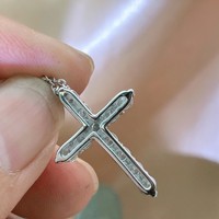 Collier croix en argent S925 avec moissanite, pendentif diamant haut de gamme, bijoux de mariage et de fête pour femme couleur D, personnalisable