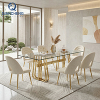 QIANCHENG Fournisseur OEM – Ensemble de salle à manger moderne en marbre avec 6 chaises – Mobilier de luxe – Ensemble table et chaises en acier