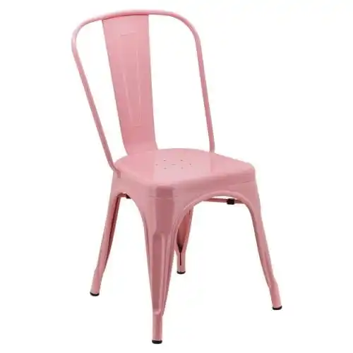 Cadeira moderna de cor rosa personalizada para empilhamento, estrutura de aço e metal, poltrona, poltrona, cozinha, bar, sala de jantar