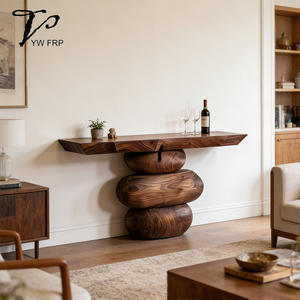 Table de couloir d'entrée en <span class=keywords><strong>bois</strong></span> massif, style rétro moderne, vent silencieux, convertible, meubles de maison, finition noire carbonisée pour le luxe - Product Image 2