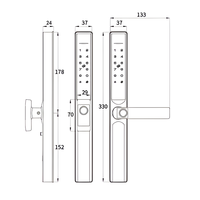 Serrure intelligente de sécurité Vertexis IP65 étanche ultra-mince en aluminium TTlock, déverrouillage par empreinte digitale, sans clé, multi-portes, Cloud, application Tuya