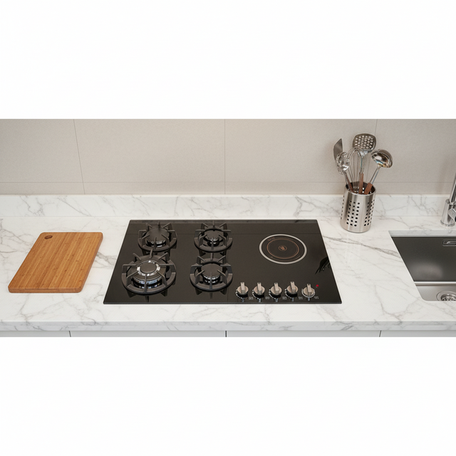 Factory Custom Hotel Household Gas Cooktop Built-In Tempered Glass Electronic Ignition LPG NG Hob 34 Flameout Protection