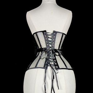 Elegant Sheer 30cm Steel-<b>Boned</b> <b>Corset</b> with Lace-Up Back for Silhouette Shaping - Product Image 3