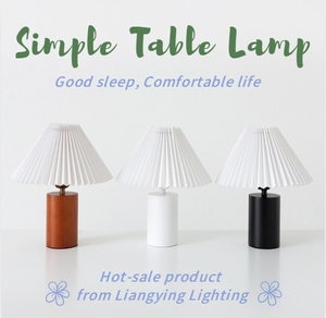 Lámpara <span class=keywords><strong>de</strong></span> Mesa LED Nórdica Retro Europea Simple y Ecológica con Pantalla <span class=keywords><strong>de</strong></span> Cono con Volantes Blancos y Base <span class=keywords><strong>de</strong></span> Madera para Dormitorio, Mesita <span class=keywords><strong>de</strong></span> <span class=keywords><strong>Noche</strong></span> - Product Image 2