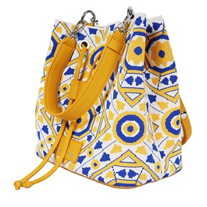 Sacs seau en tissu <span class=keywords><strong>Flyknit</strong></span> personnalisés, durables et portables, à motif géométrique, tricotés, bandoulière vintage, fermeture à fermoirs, <span class=keywords><strong>Flyknit</strong></span> pour femmes - Product Image 2