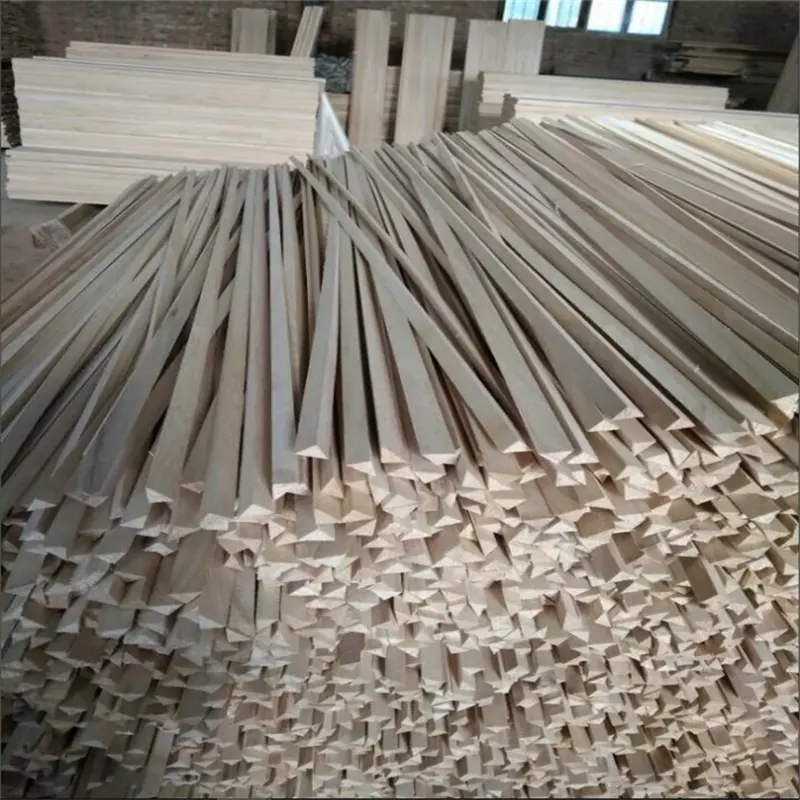 Wood Furniture Board Chamfer Strips Triangle Wood Poplar Panel Kiri Wood Pawlonia