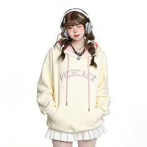 <span class=keywords><strong>Sweat</strong></span>-shirt à <span class=keywords><strong>capuche</strong></span> décontracté pour <span class=keywords><strong>femme</strong></span>, en jersey de haute qualité, anti-rétrécissement, avec lettres brodées contrastées, fabriqué en usine, pour l'automne - Product Image 1