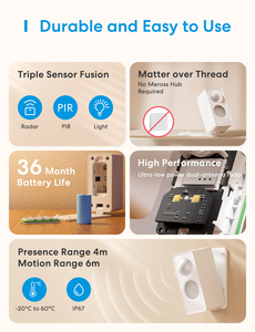 Capteur de présence intelligent étanche 4-en-1 <span class=keywords><strong>Meross</strong></span> Matter Thread MS605, technologie de détection intelligente compatible HomeKit Alexa Google Home - Product Image 5