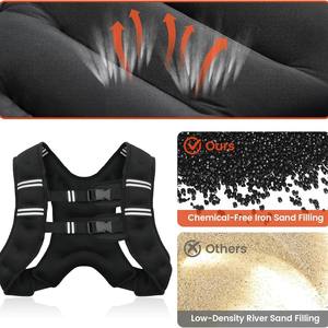 <span class=keywords><strong>Gilet</strong></span> <span class=keywords><strong>lesté</strong></span> de fitness BinYao réglable de 3 kg, 5 kg, 8 kg, 10 kg en fibre de polyester avec bande réfléchissante pour la course à pied et l'entraînement musculaire - Product Image 5