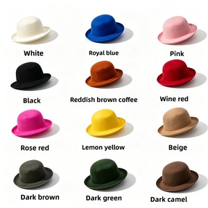Chapeau melon en feutre de laine multicolore Hiver 2026 pour <span class=keywords><strong>femme</strong></span>, style Derby, Fedora vintage tendance et élégant - Product Image 3