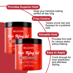 Gel coiffant pour cheveux, obtient des coiffures naturelles élégantes, définit les boucles, tenue extra forte, gel coiffant pour cheveux roux - Product Image 4