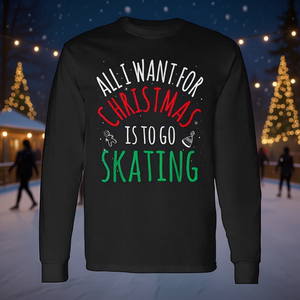 Maglietta a maniche lunghe per pigiama natalizio coordinato per la famiglia Skating Skate Group - Product Image 2