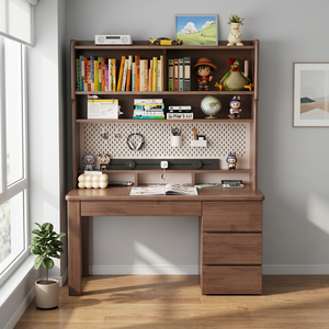 Wood <b>Study</b> <b>Desk</b> with Bookshelf Storage for Kids Bedroom Home Office Furniture Set - Product Image 3