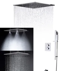 495X495MM Big Bathroom Accessories Thermostatic Rainfall Head Shower Set with Hand Shower