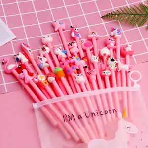 20 Pcs / Set Cute Gel Pen Kawaii Random Pattern Pony 0.5m Black Gel Ink Pen School Stationery Office Suppliers Gifts