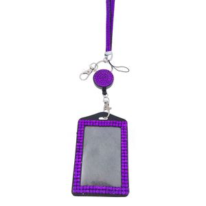 Cordon de cou en strass scintillant avec enrouleur de badge et porte-carte horizontal pour carte d'identité professionnelle/clé - Product Image 2