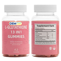 Gummies Herborigen à marque privée, L-glutathion naturel et collagène, 13-en-1, pour éclaircir et blanchir la peau, supplément anti-âge