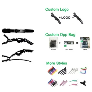 Custom Logo Barber Stylist Sectioning Hairpins Salon Alligator Hairgrips Hair Extension Tools Clip