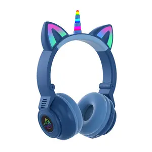定制标志彩色彩色发光二极管发光耳机女儿童儿童可爱耳机