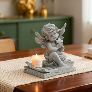 Porte-bougie chauffe-plat en résine écologique, figurines ailes d'ange pour la décoration de la maison, des anniversaires et des baby showers - Product Image 5