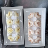 Têtes de roses Austin préservées de qualité supérieure en boîte, fleurs réelles, roses éternelles séchées pour la fête des mères, la Saint-Valentin, les remises de diplômes, le Nouvel An et autres occasions