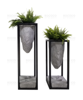 Pot de fleurs moderne et épuré en fibre de verre creuse, durable, écologique et thermolaqué pour jardin