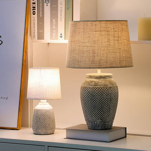 होटल एलईडी इनडोर प्रकाश रात्रिस्तंभ दीपक ग्रे सिरेमिक कार्यालय बेडसाइड टेबल लैंप में स्टॉक - Product Image 5